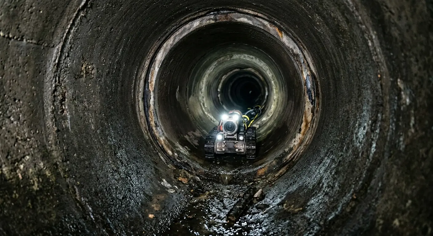 Robotic sewer camera inspecting pipe interior for Sewer Line Repair in Elko New Market